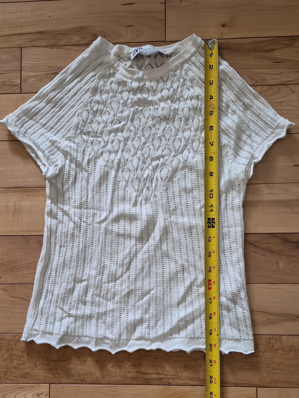 Zara Women's Size Medium Cream Knit Short-Sleeve Sweater Top - Picture 5 of 6